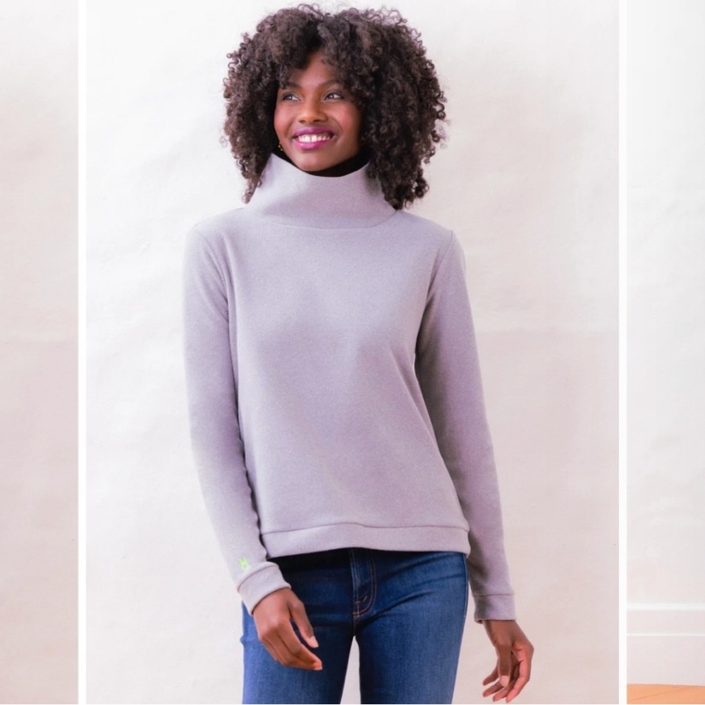 NWT DUDLEY STEPHENS Park Slope Terry Fleece Lavender Purple Turtleneck‎ Cozy XS